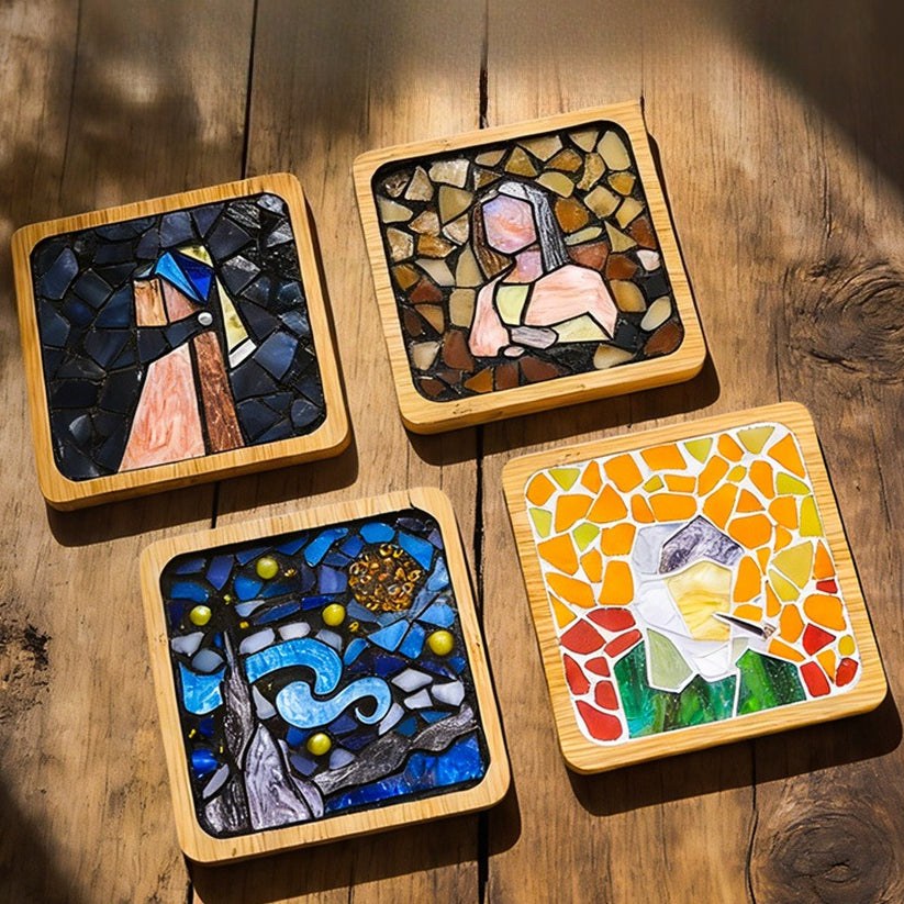 Mosaic Art Coaster Puzzle Kit Famous Painting Craft Set