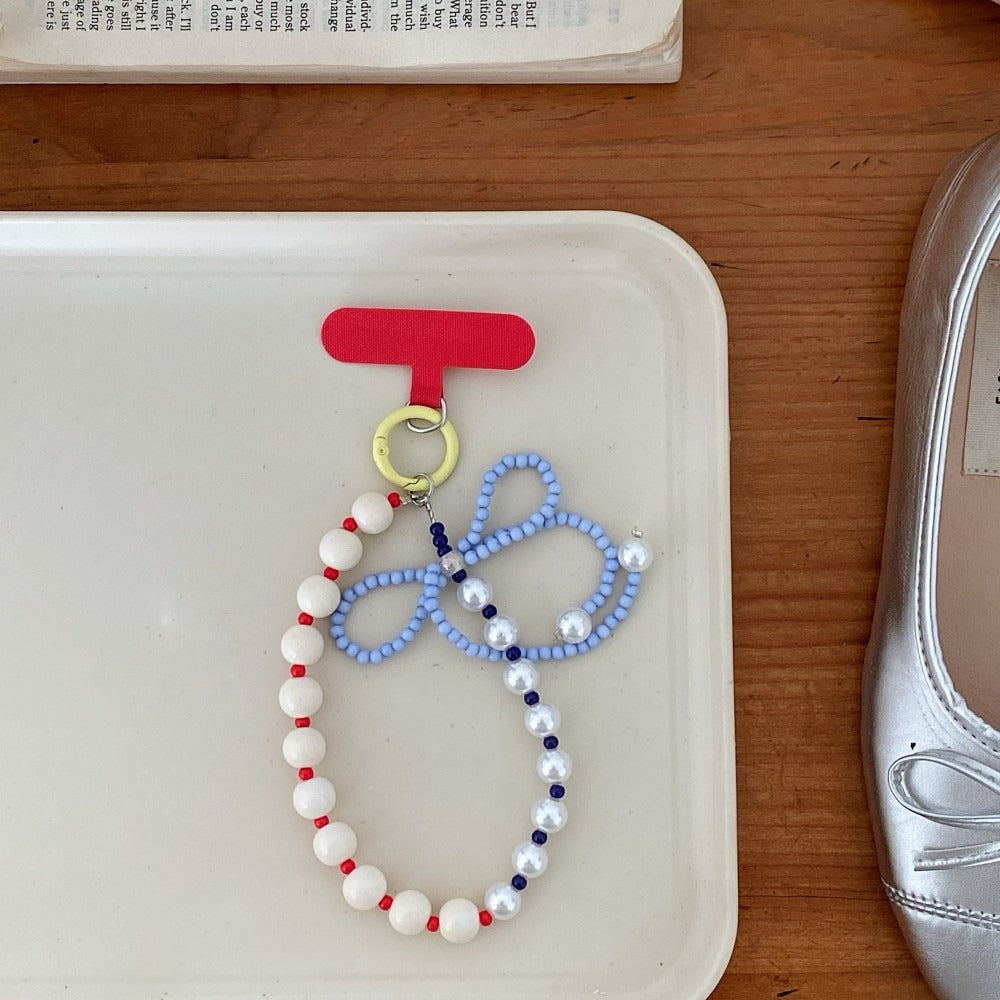 Beaded Phone Chain Strap Cute Flower Charm Phone Lanyard