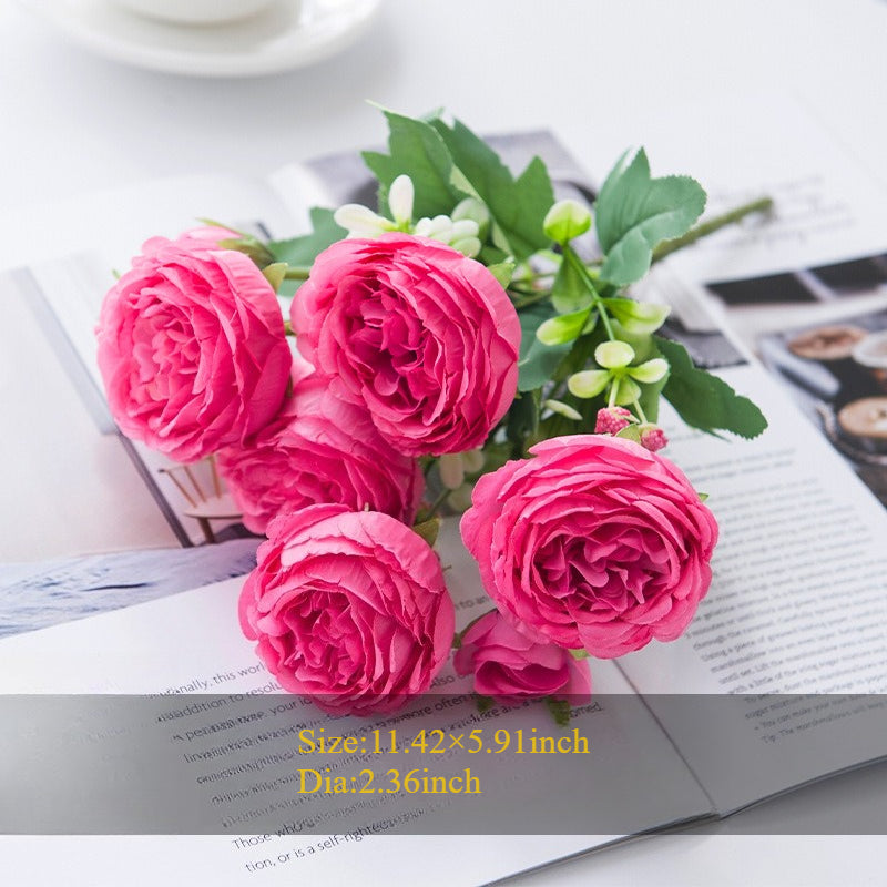 Artificial Peony Flower Arrangement Faux Silk Bouquet Decor