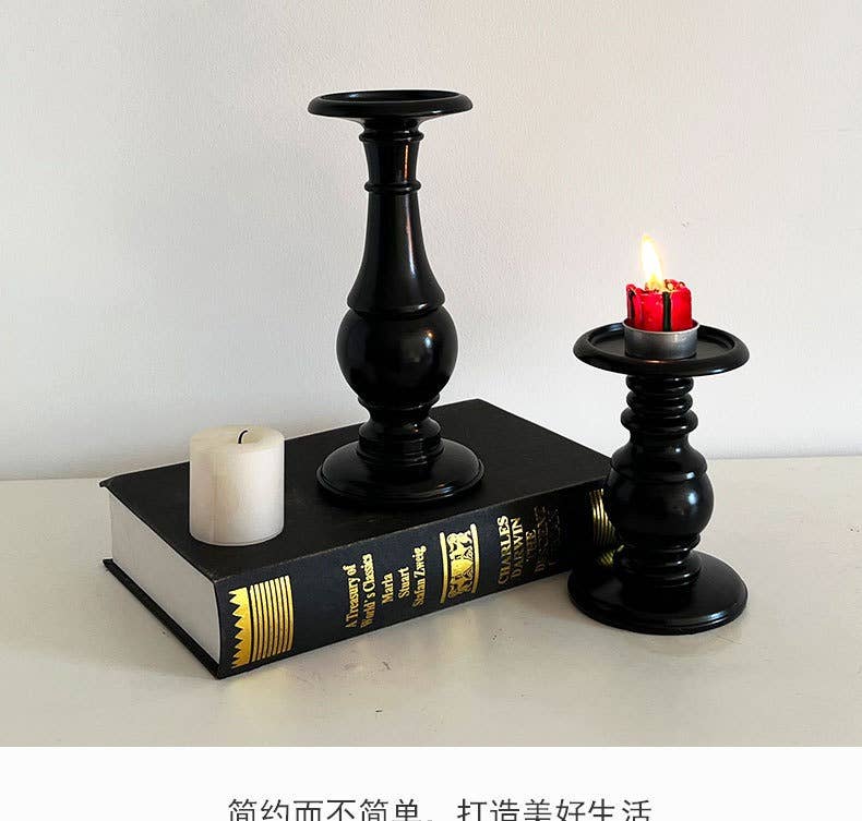 Vintage Black Resin Candle Holder Modern Home Decor