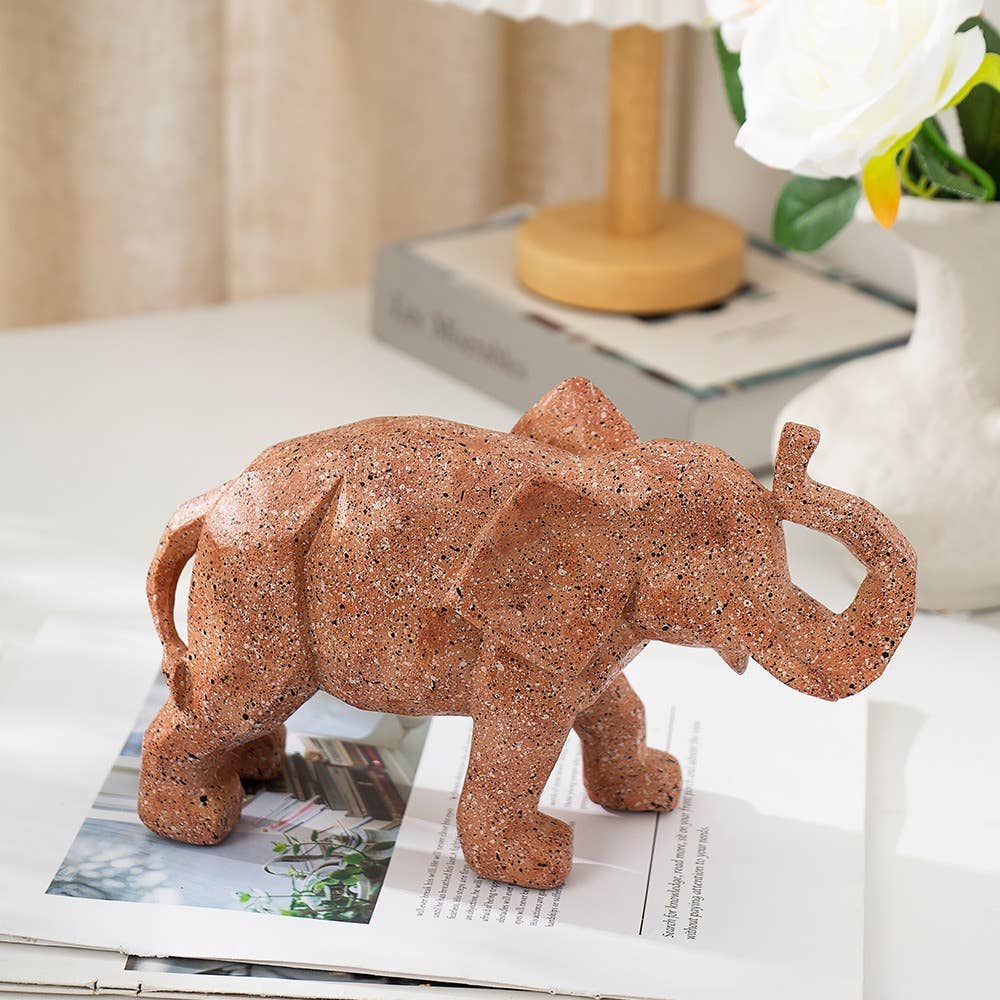 Geometric Elephant Resin Sculpture for Modern Home Decor