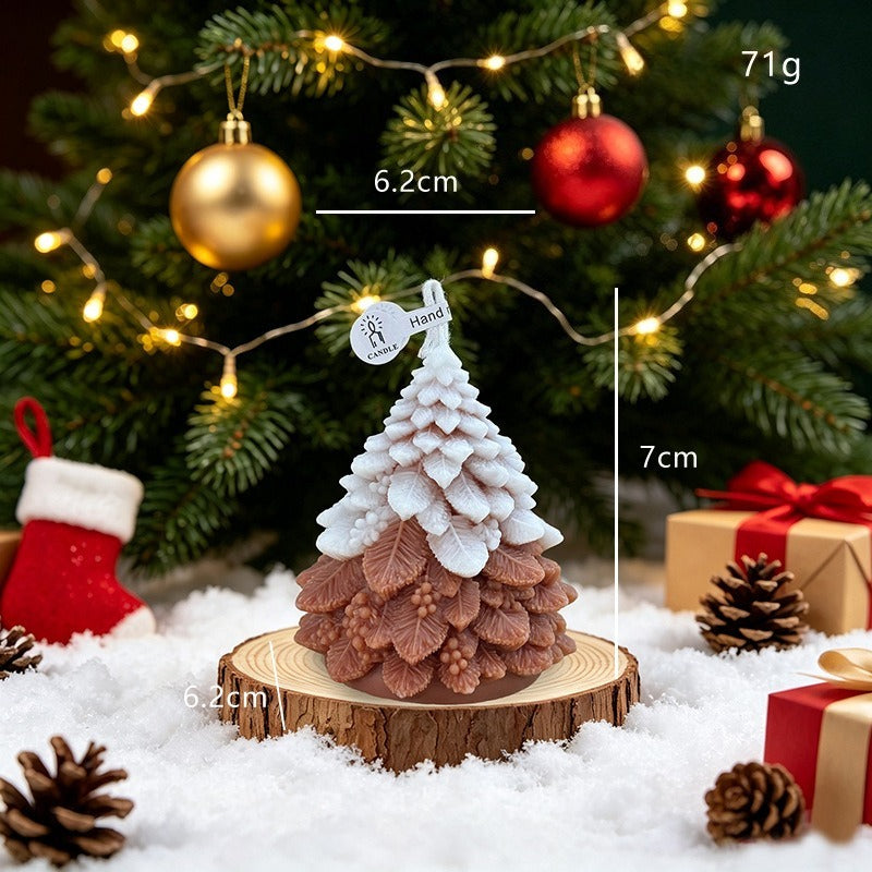 Christmas Tree Candle Holiday Decor Winter Village Tabletop Accent