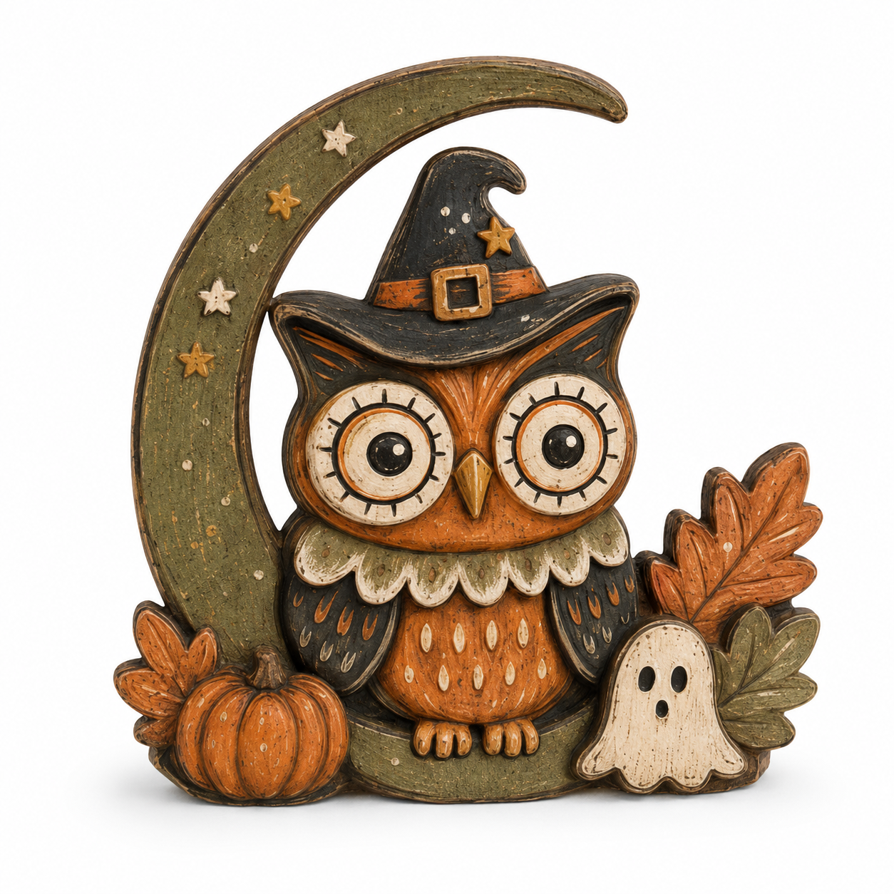 Halloween Wooden Table Decor Pumpkin Moon Animal Display