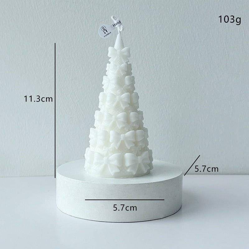Bow Christmas Tree Candle Decorative Candle Holiday Home Decor