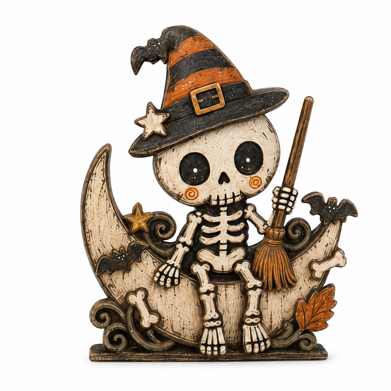 Halloween Wooden Table Decor Pumpkin Moon Animal Display