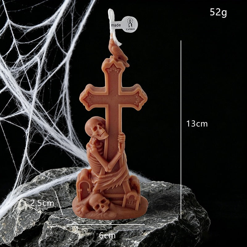 Cross Candle Halloween Decor Gothic Seasonal Home Accent Gift
