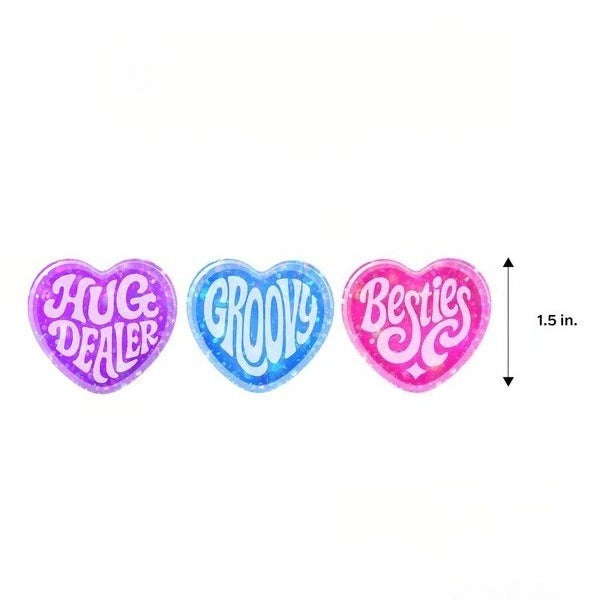 Glitter Heart Squishy Set Soft Stress Relief Toy Gift Set
