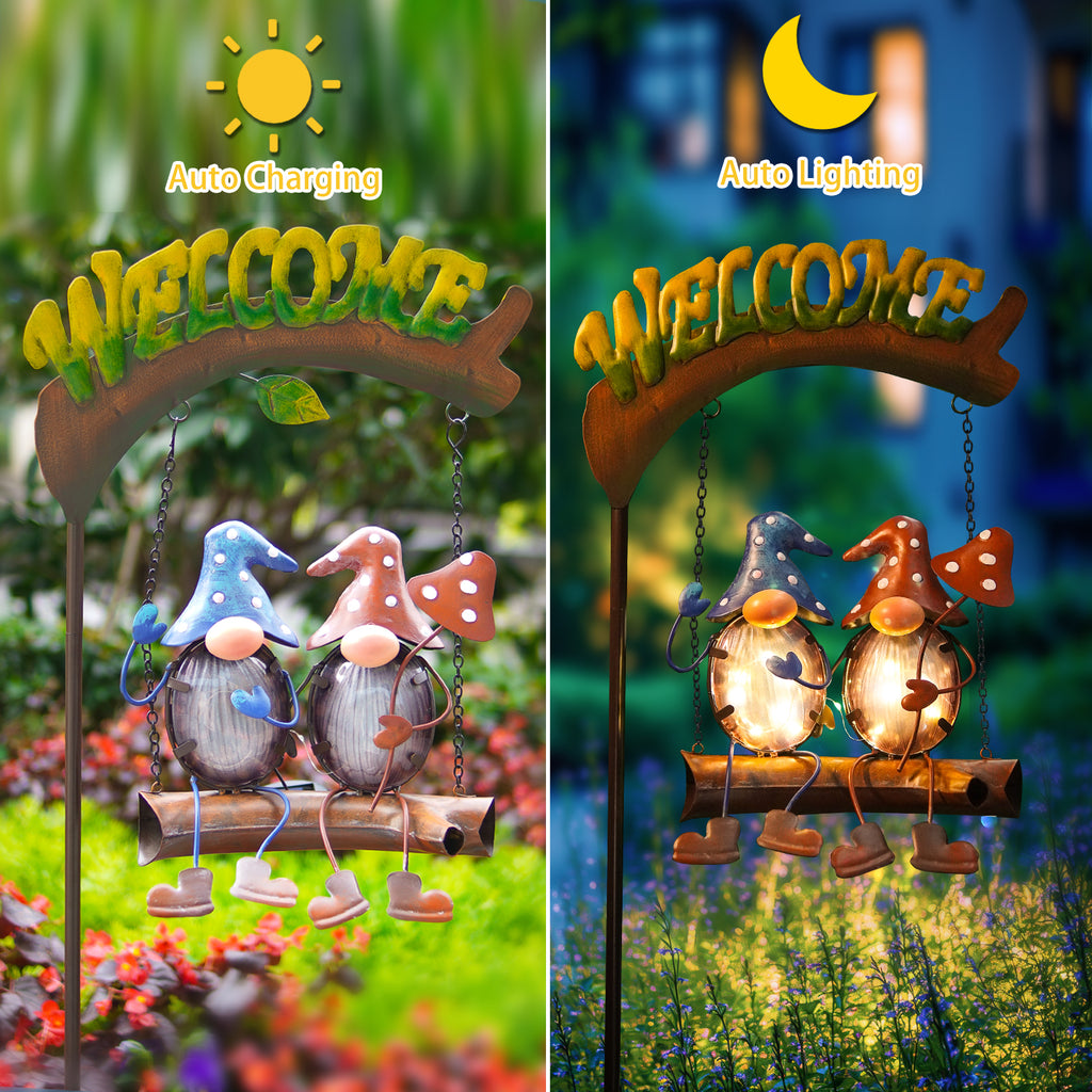 Solar Gnome Swing 48 Inch Garden Decor with LED Light