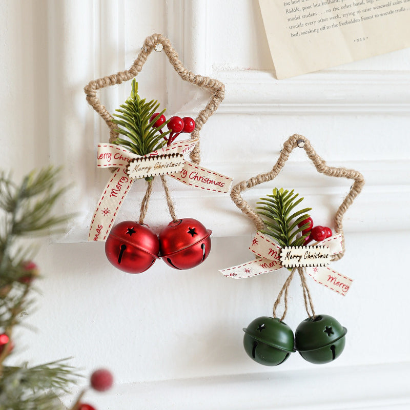 Rustic Christmas Star Jingle Bell Door Hanger