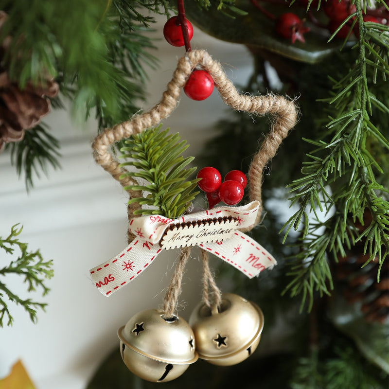 Rustic Christmas Star Jingle Bell Door Hanger