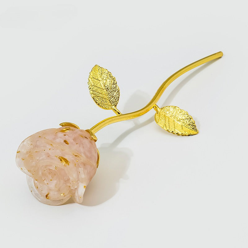 Crystal Stone Resin Flower Stem Decor with Metal Branch