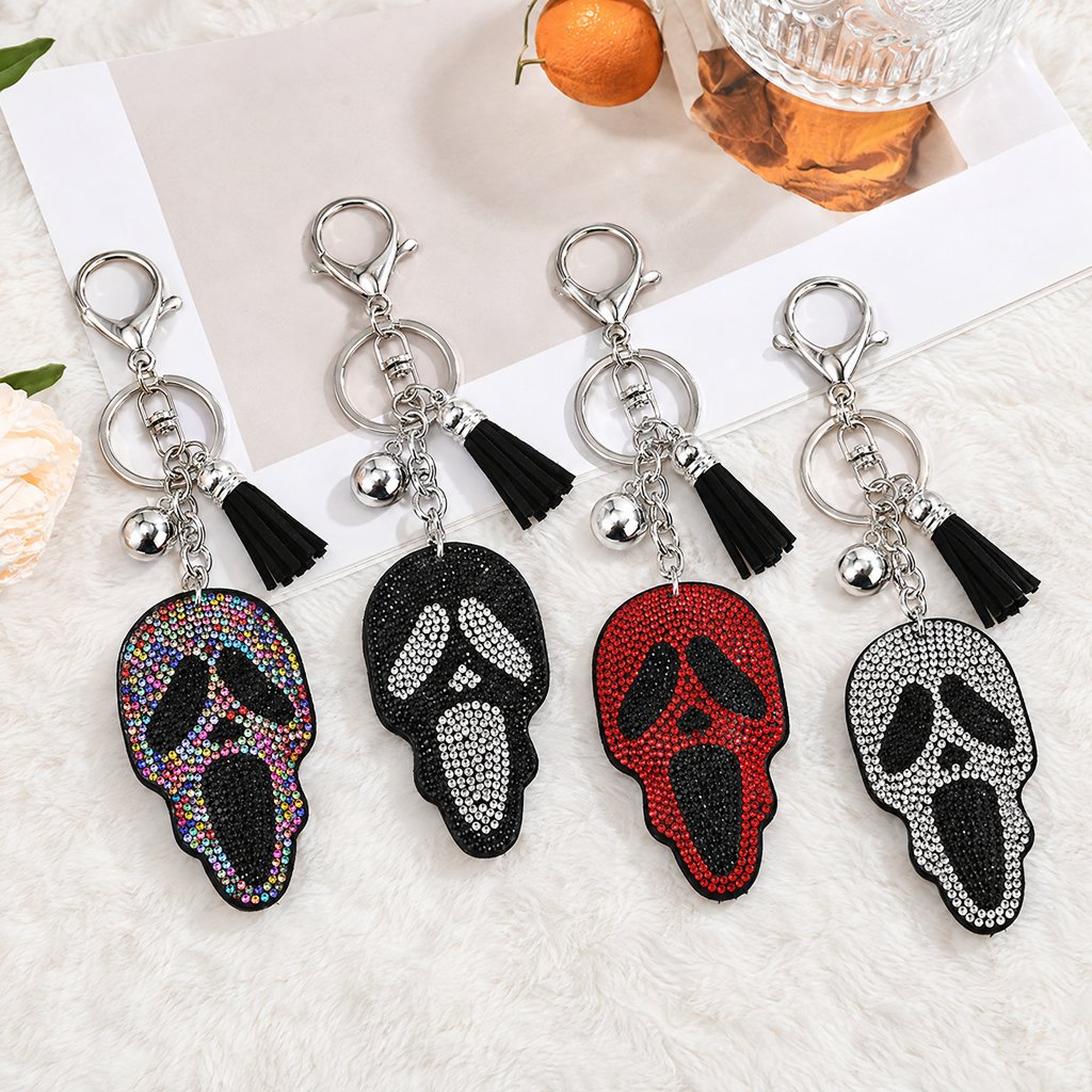 Rhinestone Skull Keychain Tassel Bag Charm