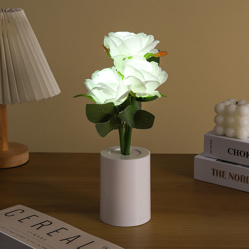 LED Rose Flower Night Light Table Lamp Bedroom Decor