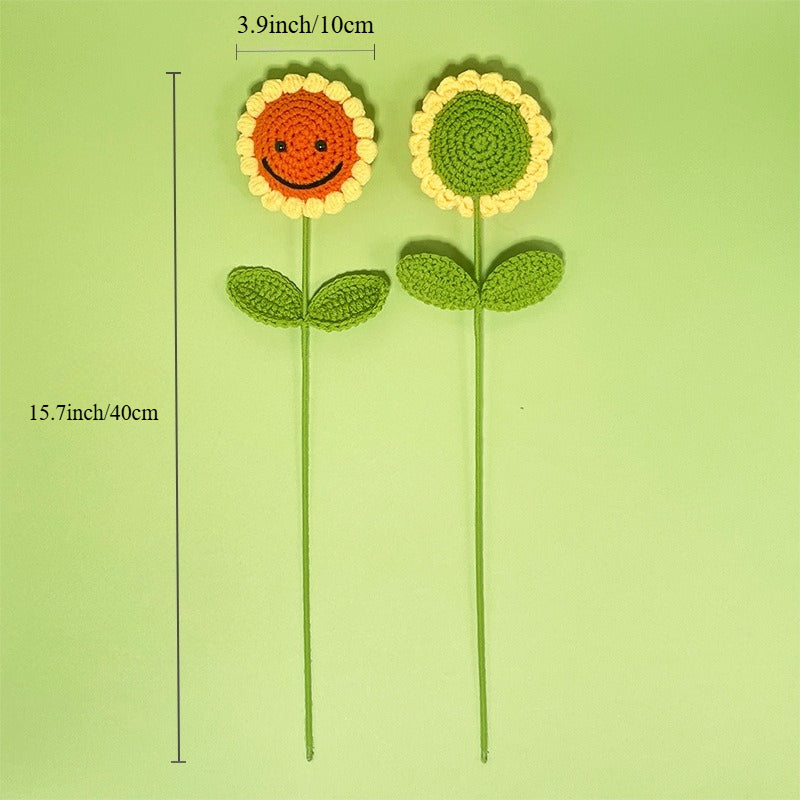 Crochet Sunflower Bouquet Handmade Yarn Flower Decor