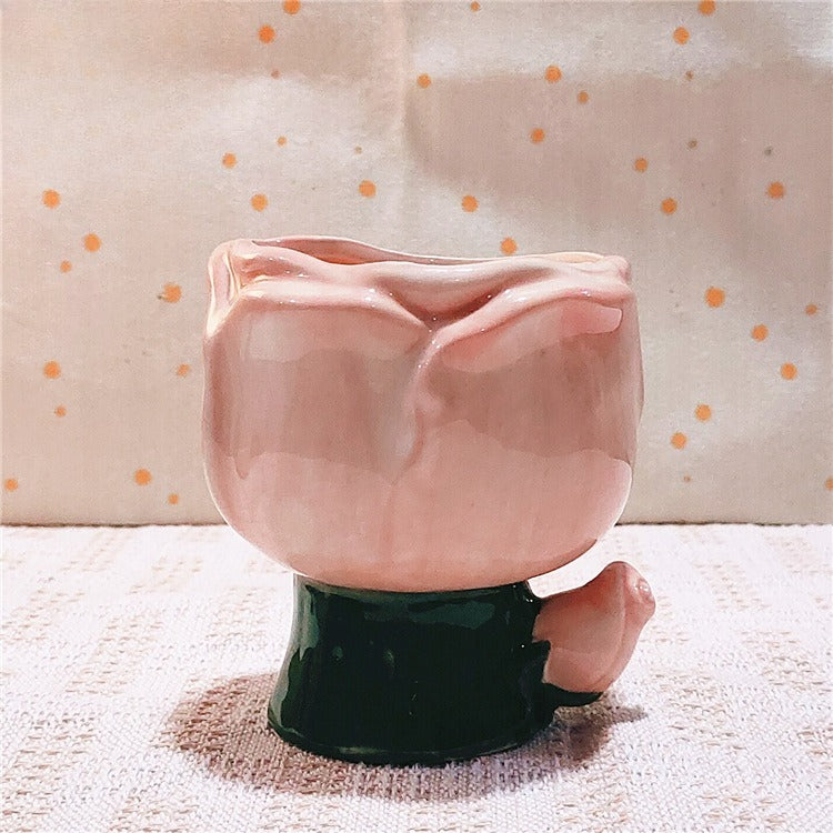 Tulip Ceramic Candle Holder Floral Tabletop Decor