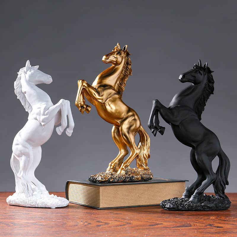 Elegant Resin Rearing Horse Figurine Home Office Decor