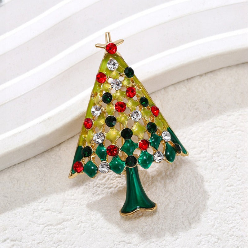 Christmas Rhinestone Brooch Pin Holiday Jewelry