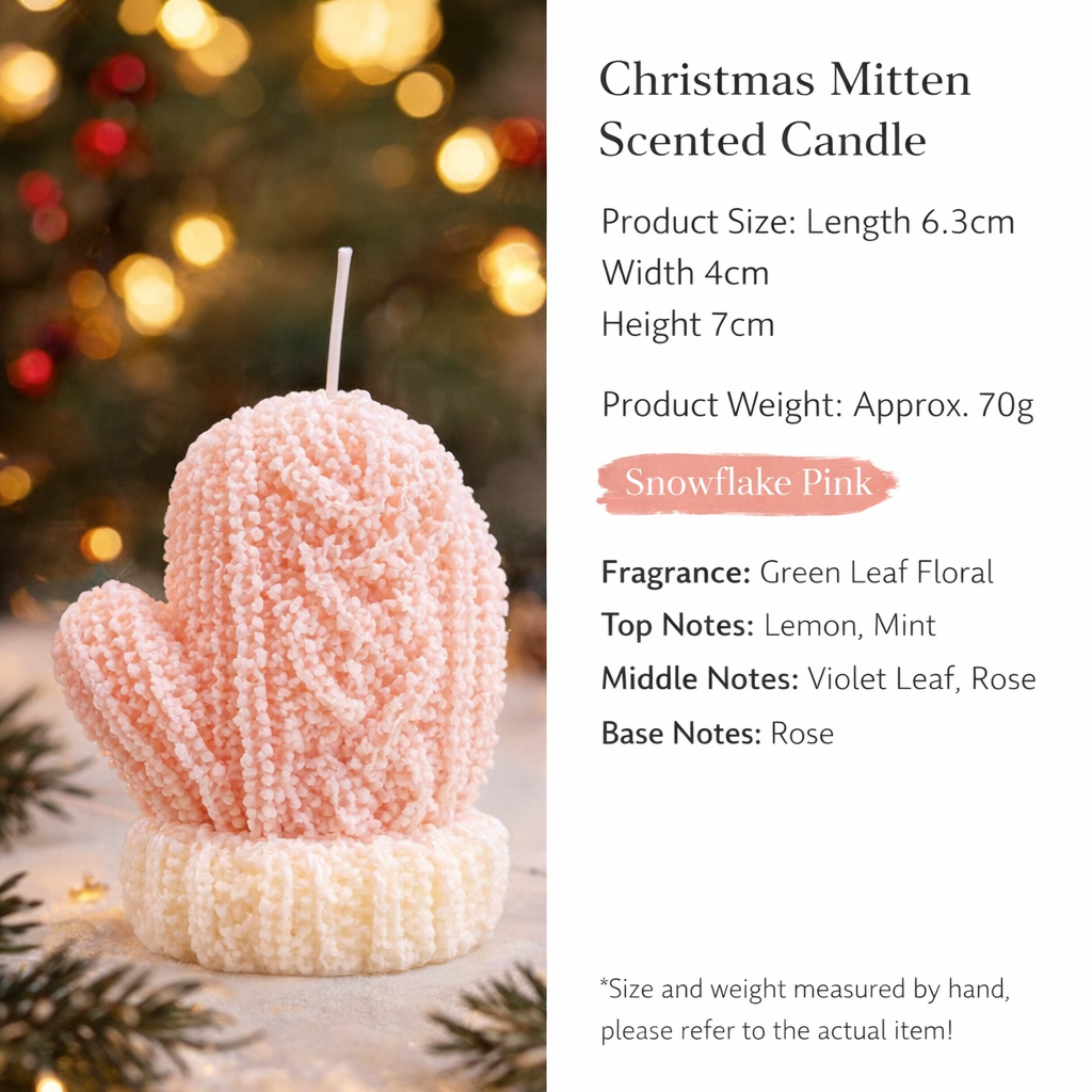 Christmas Mitten Shaped Scented Candle Holiday Gift Decor