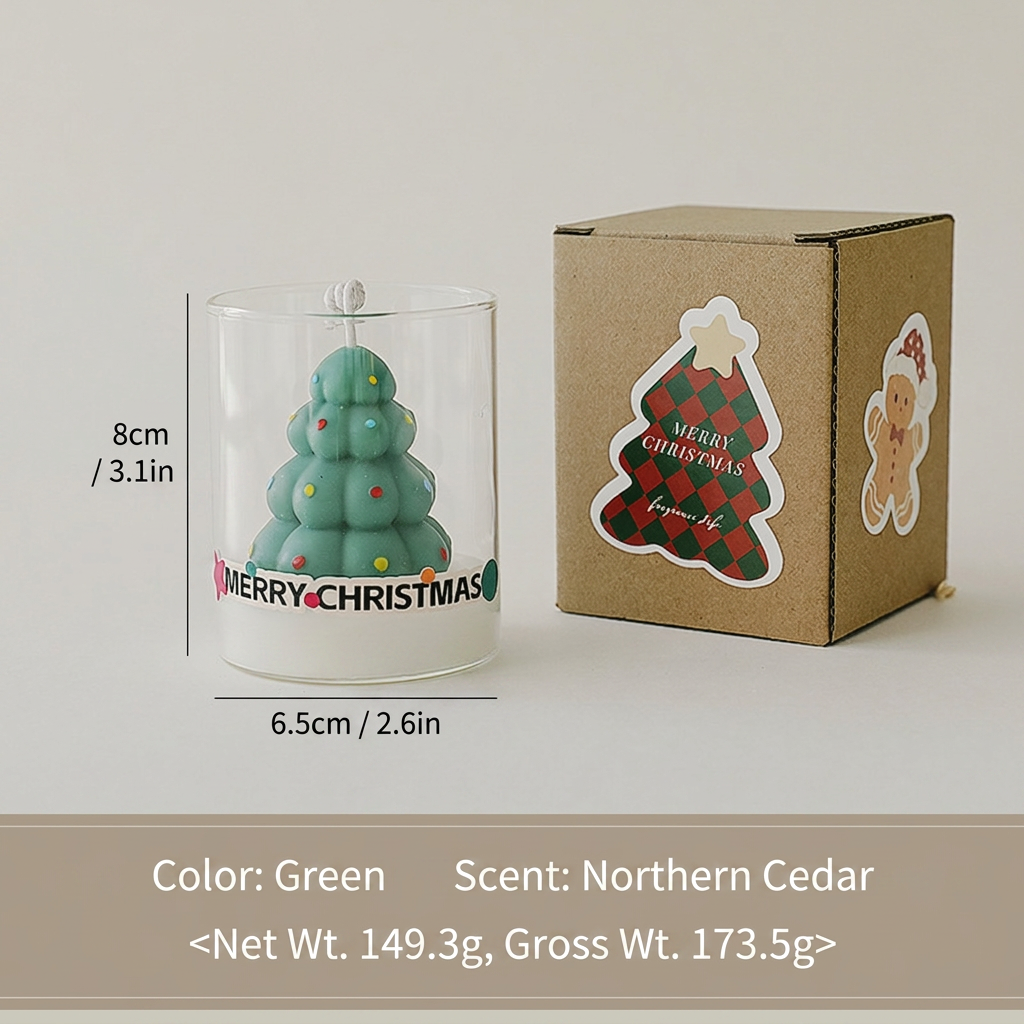 Christmas Glass Cup Scented Candle Holiday Decorative Gift