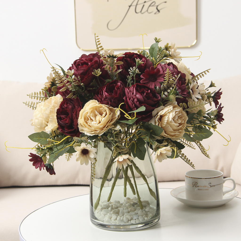 Valentine Artificial Rose Ranunculus Bouquet for Home Decor