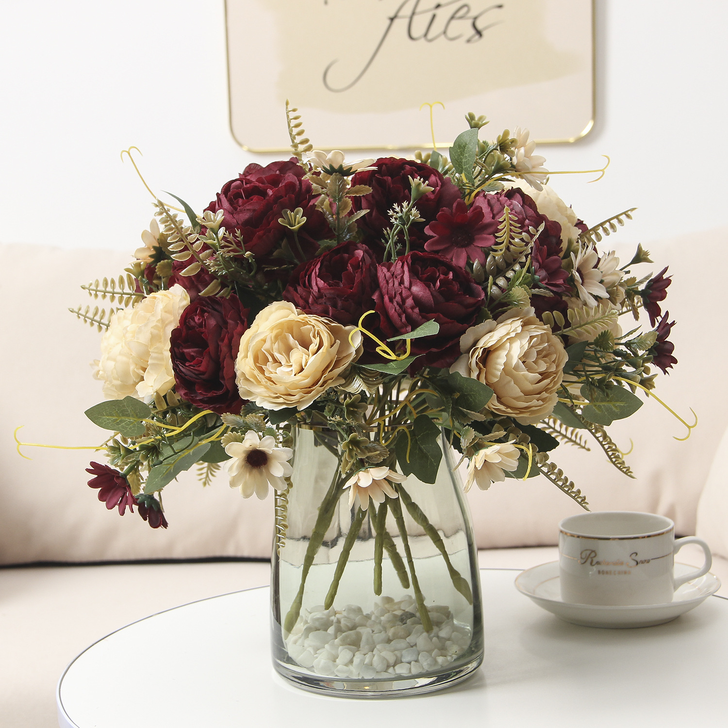 Valentine Artificial Rose Ranunculus Bouquet for Home Decor