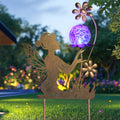 Solar Fairy Garden Light with Color Changing Crackle Glass Ball
