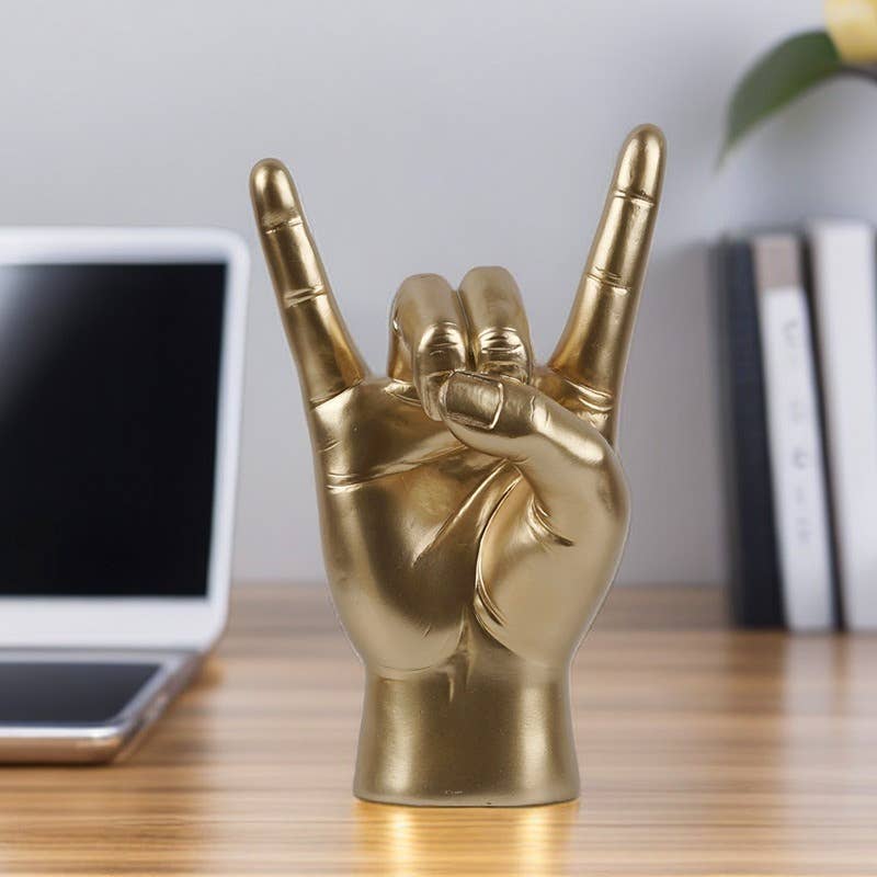 Rock Hand Gesture Resin Sculpture Modern Home Decor