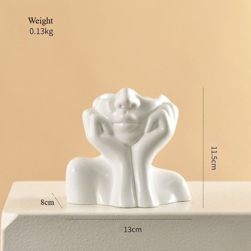 Modern Face-Shaped Ceramic Vase for Home Tabletop Decor