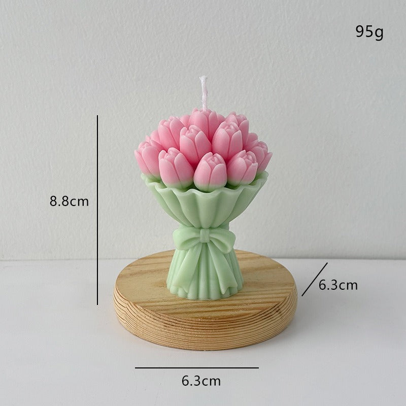 Tulip Flower Candle Floral Decor Romantic Home Accent Gift