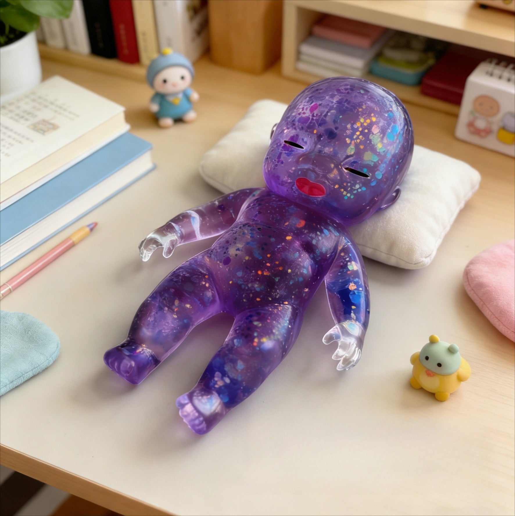 Glitter Jelly Doll Squishy Toy Soft Squeeze Stress Relief