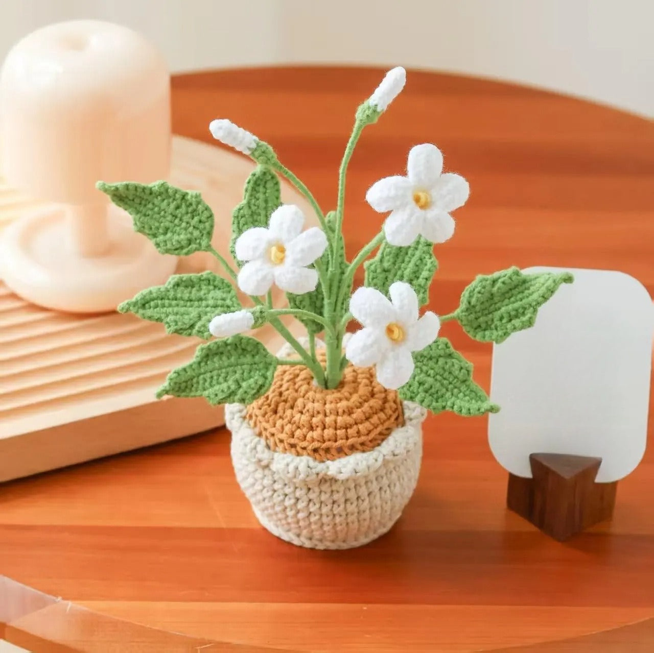Handmade Crochet Mini Flower Pot Desk Decor Yarn Plant Gift