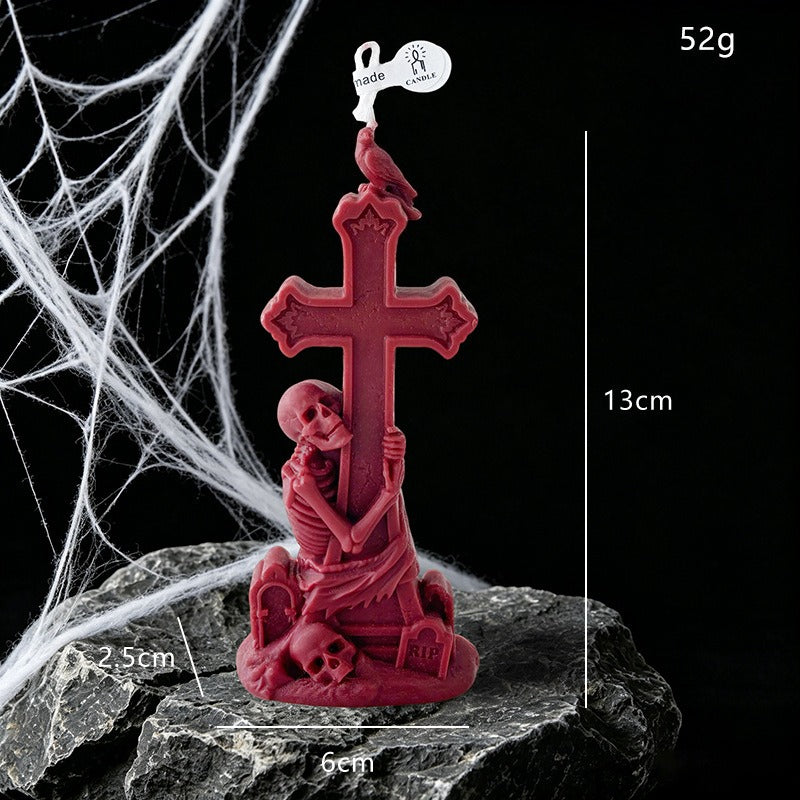 Cross Candle Halloween Decor Gothic Seasonal Home Accent Gift