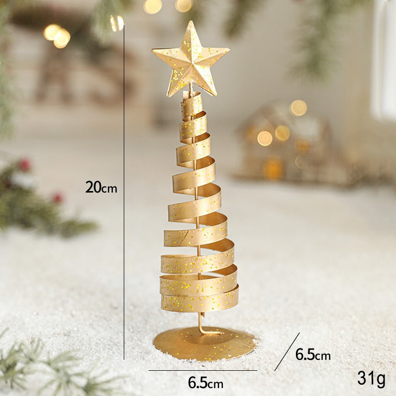 Gold Metal Tabletop Christmas Tree with Star Topper