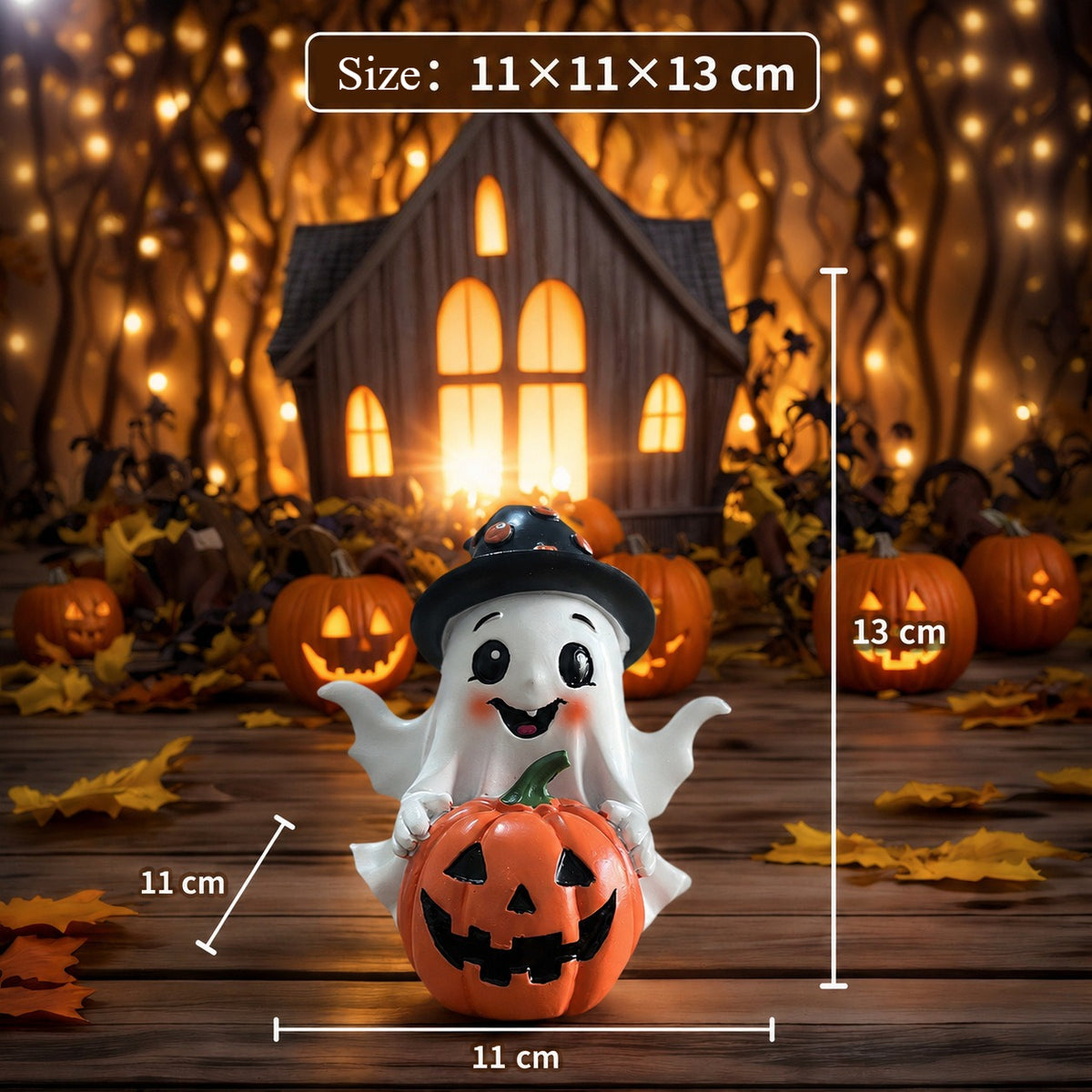Resin Halloween Ghost Pumpkin Tabletop Decoration