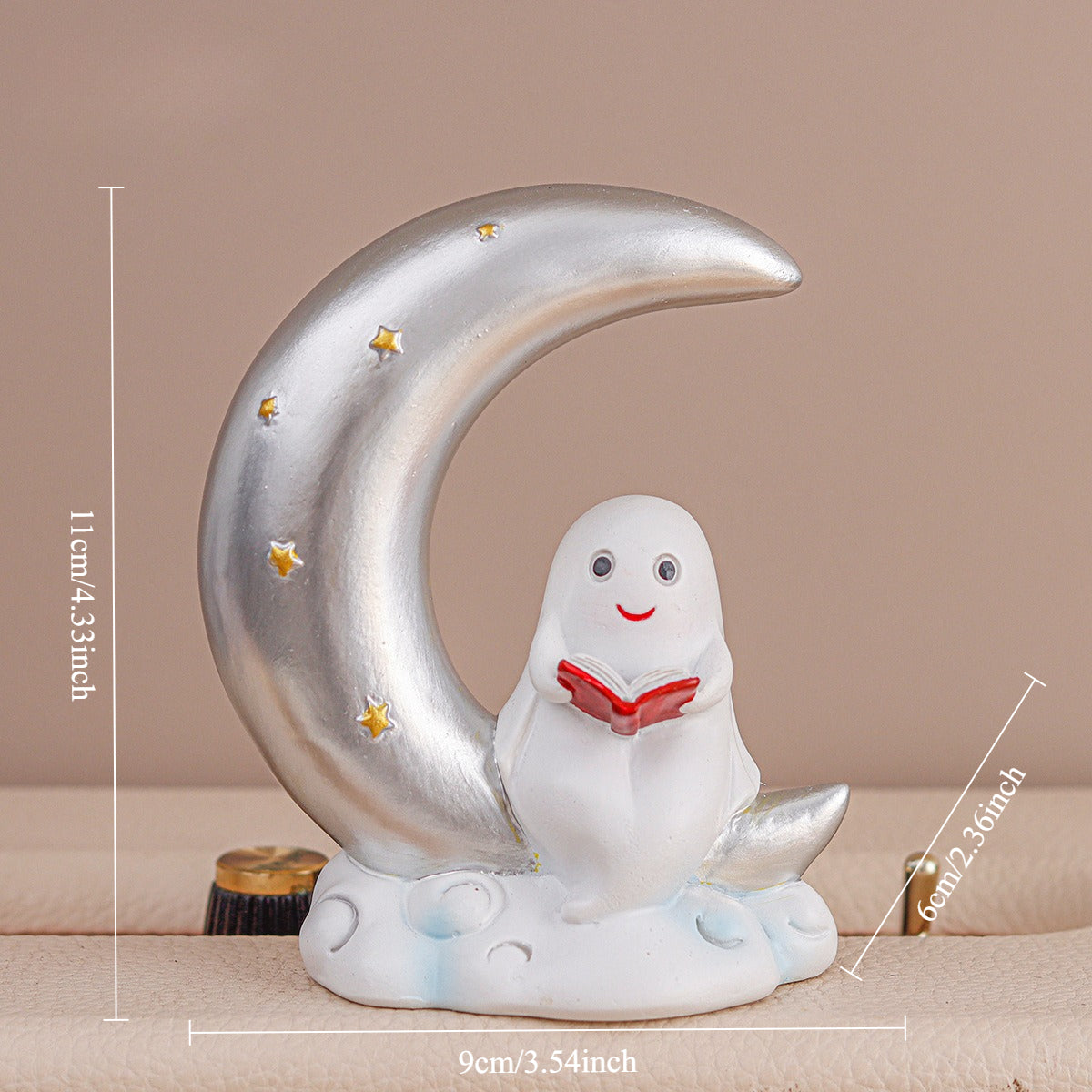 Halloween Ghost Resin Figurine Moon Night Tabletop Decor
