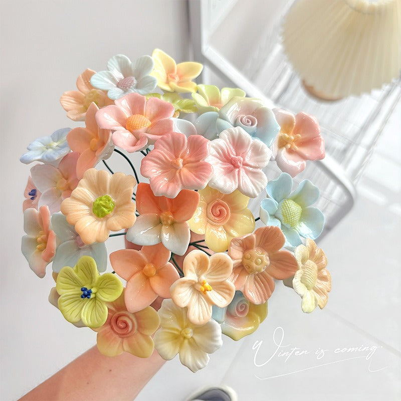 Ceramic Mini Flower Assortment Handcrafted Decorative Accent