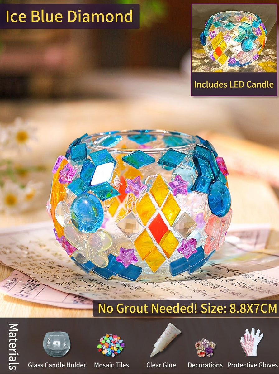 DIY Mosaic Lamp Kit Glass Art Craft Night Light Project