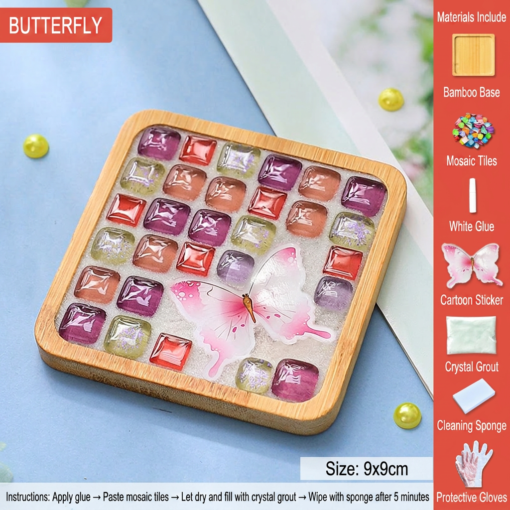 DIY Mosaic Coaster Craft Kit Kids Puzzle Art Set