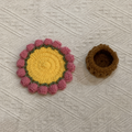Handmade Crochet Flower Basket Coaster Set Home Decor