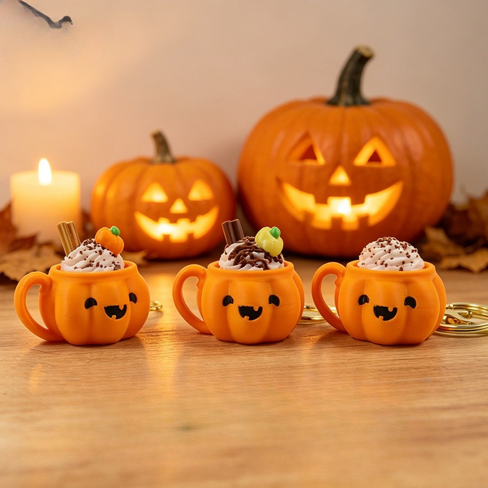 Halloween 3D Printed PLA Pumpkin Cup Keychain Fidget Charm