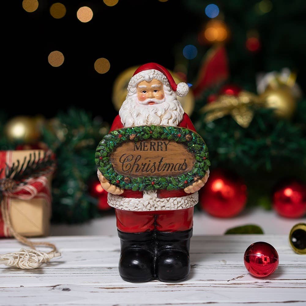 Merry Christmas Santa Resin Figurine Holiday Table Decor