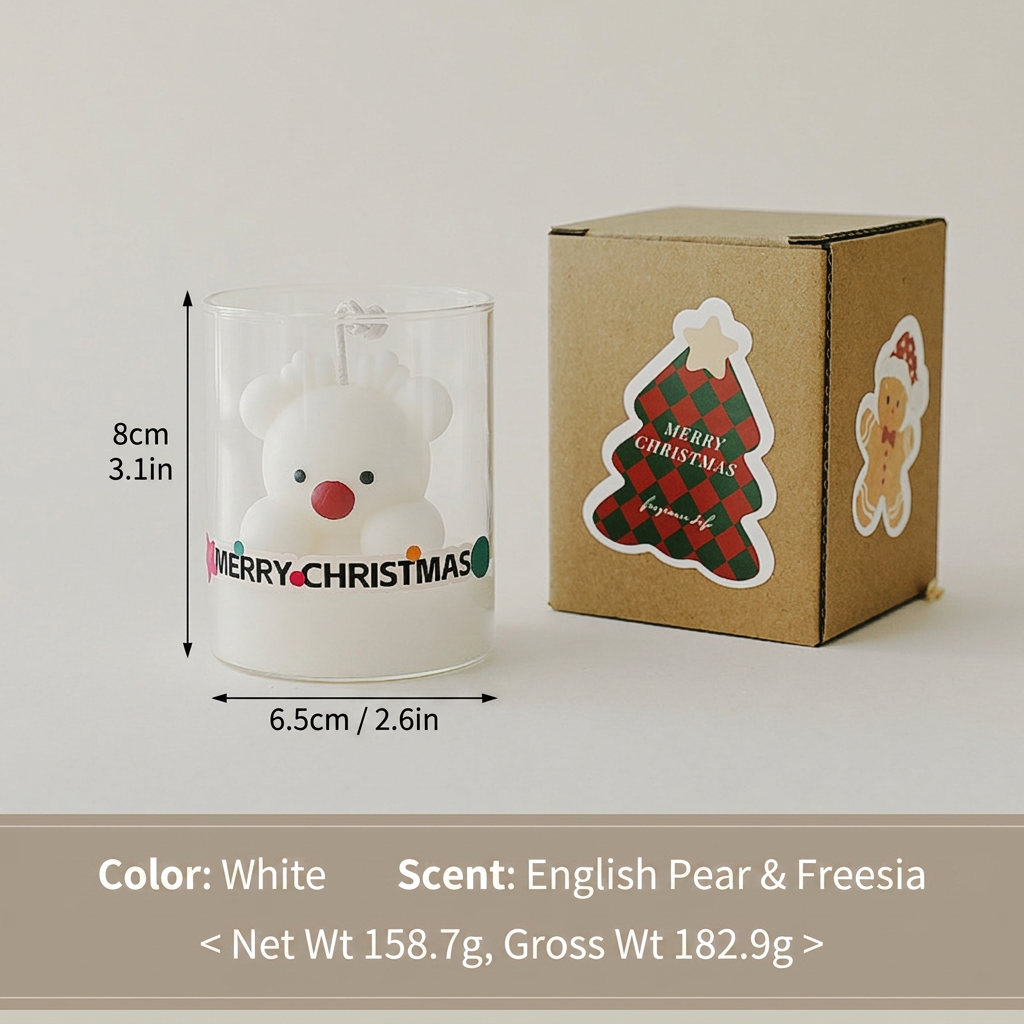 Christmas Glass Cup Scented Candle Holiday Decorative Gift