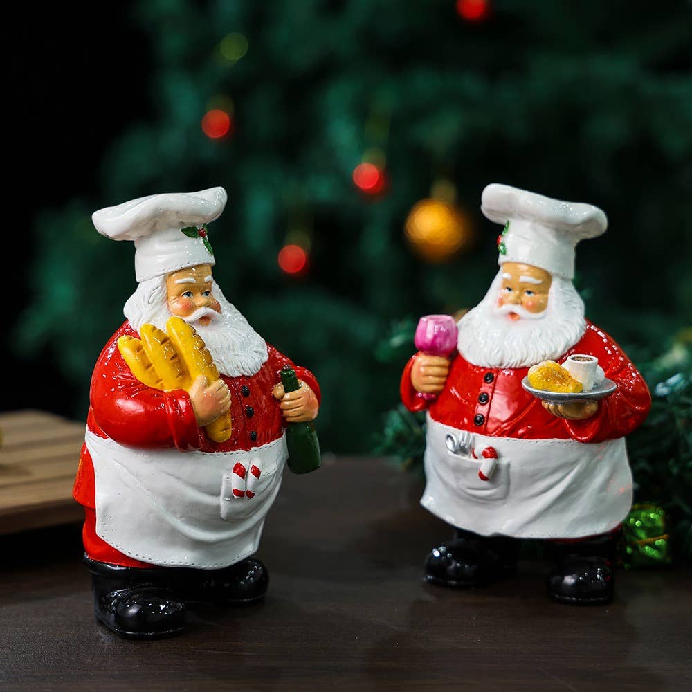Chef Santa Claus Resin Figurine Christmas Table Decor