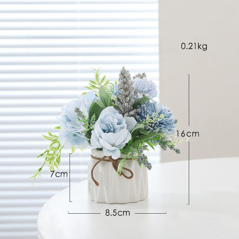 Hydrangea Artificial Flower Arrangement Ceramic Pot Decor