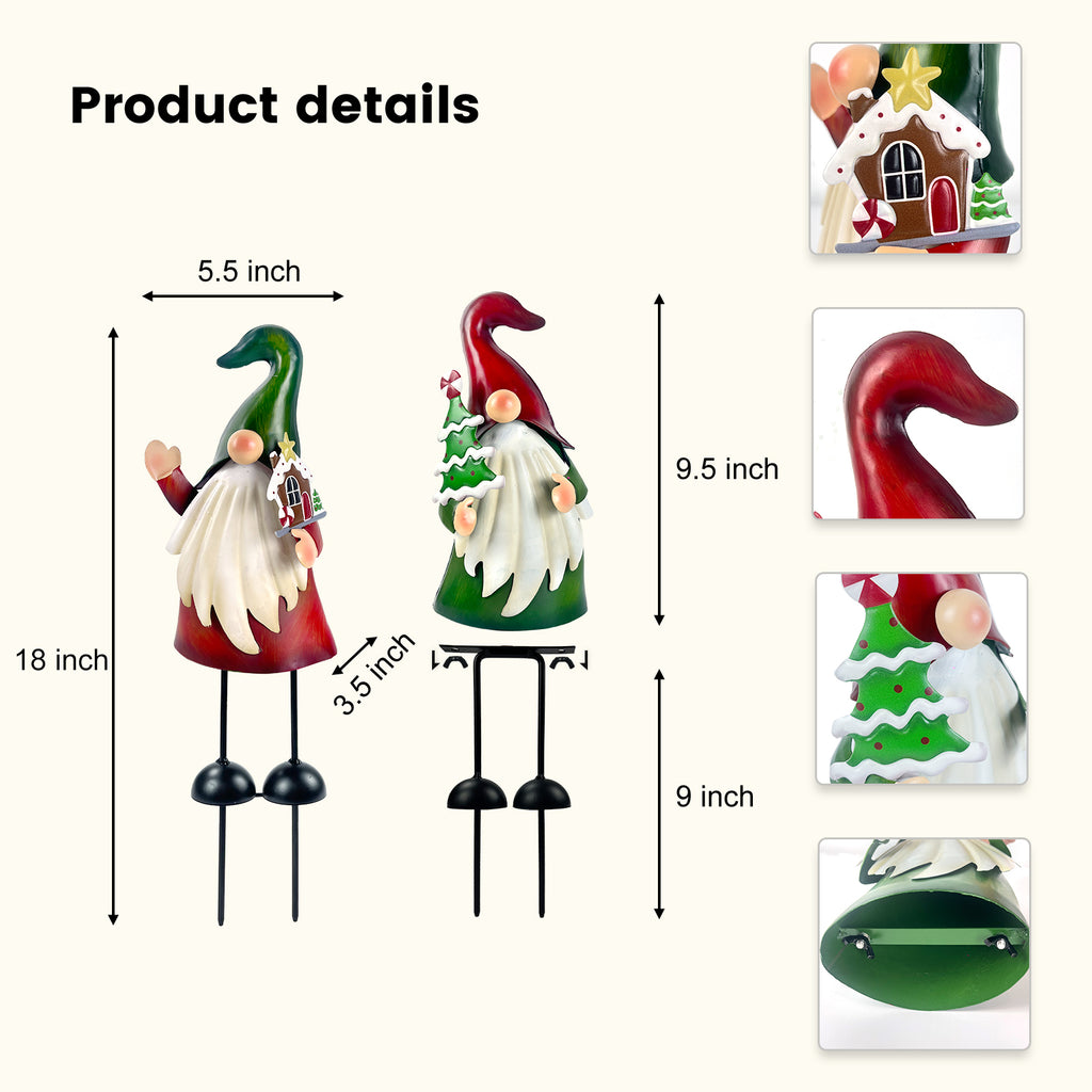 Christmas Gnome Garden Stakes Set of 2 Outdoor Decor