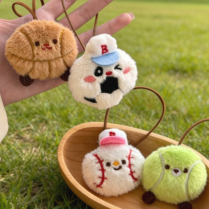 Plush Sports Ball Keychain Bag Charm Cute Keyring Pendant