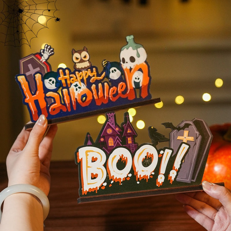 Halloween Wooden Tabletop Sign Seasonal Decor