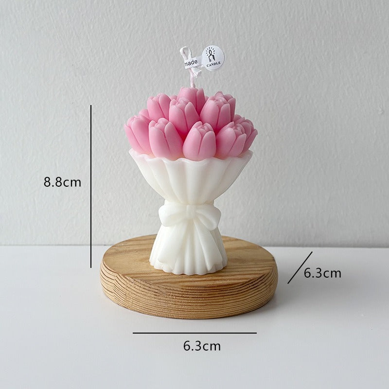 Tulip Flower Candle Floral Decor Romantic Home Accent Gift