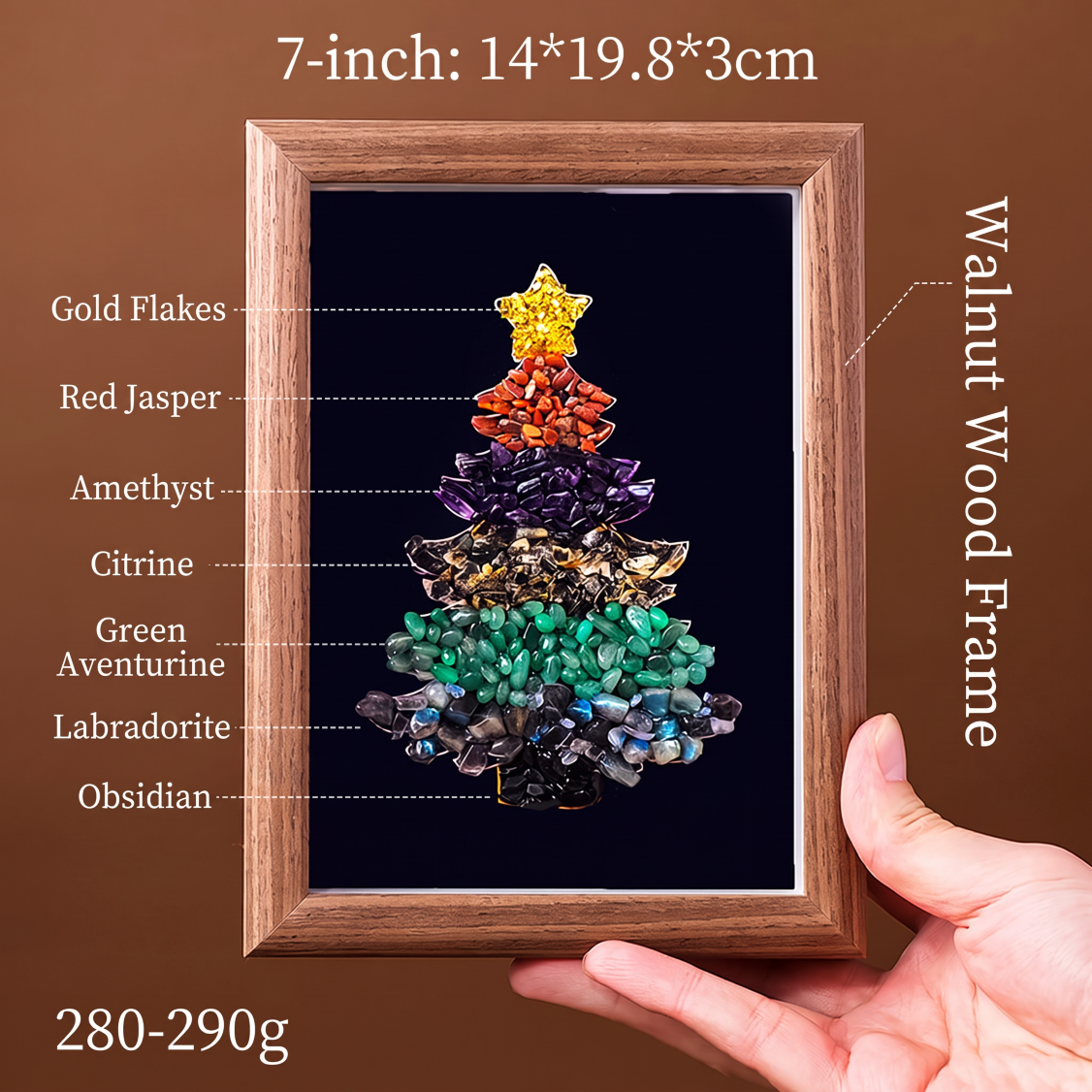 Crystal Chip Christmas Tree Framed Wall Decor for Holiday Gifts