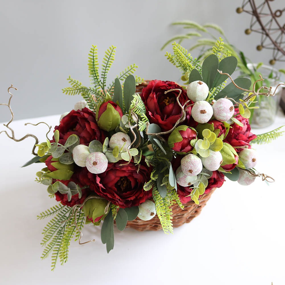 Valentine Peony Rose Faux Bouquet Nordic Home Decor